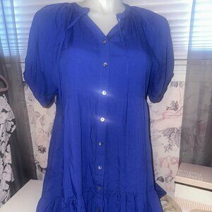 Chic Sould BRIGHT BLUE button front dress